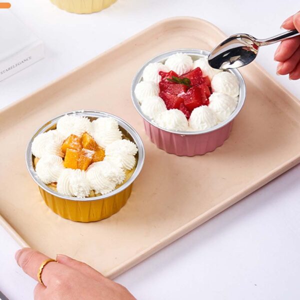 Aluminum Baking Cups For Cupcakes Barbeque Ice-creams Rolled Rim - Image 2