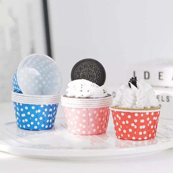 Cupcakes and Muffins Baking Cups With Dots Non-Stick Grease Proofing Cups Mini - Image 2