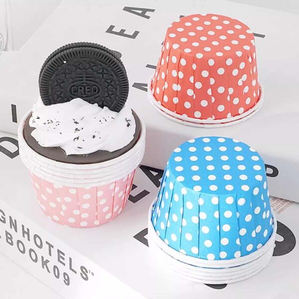Cupcakes and Muffins Baking Cups With Dots Non-Stick Grease Proofing Cups Mini - Image 3