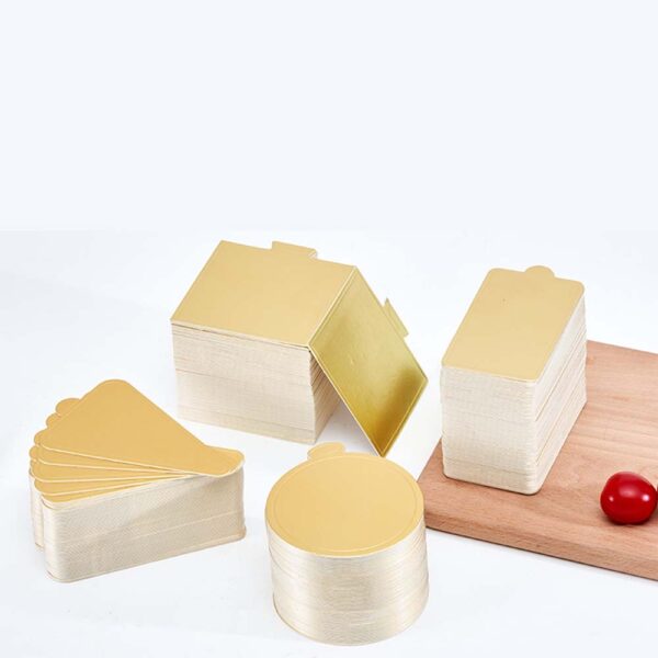 Mokamart Cake Pad Golden Paper Tray Easy Release Mousse Paper Mat With Handle - Image 3