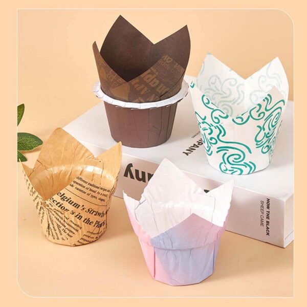 Tulip Cupcake Liners With Base Holder Non-Stick Grease Proof Baking Cups - Image 4