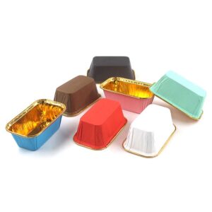 Disposable Rectangular Grease Proof Paper Cupcake Baking Cups 50 pcs set