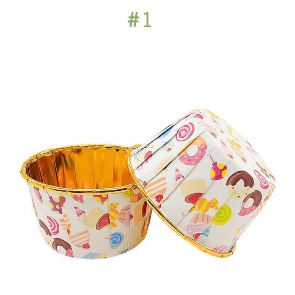 Mini Cupcake Liners | Disposable Baking Cups Golden Muffin Bohemian Style 50 Counts - Image 5