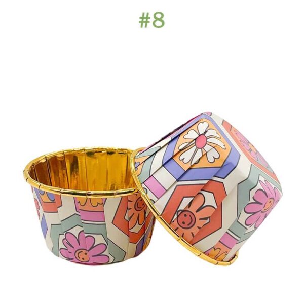Mini Cupcake Liners | Disposable Baking Cups Golden Muffin Bohemian Style 50 Counts - Image 7